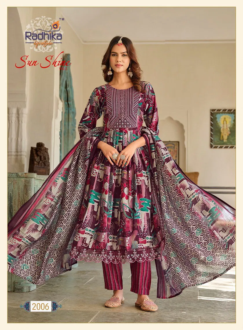 Radhika Sunshine Vol 2 Muslin Printed Readymade Suits Catalog
